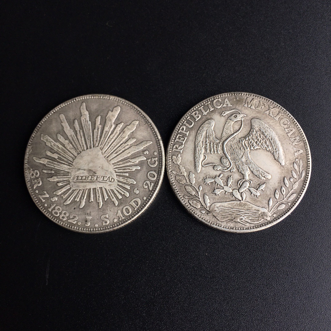 仿古银元 1882墨西哥老鹰叨蛇鹰洋 纪念币银元收藏 直径3.