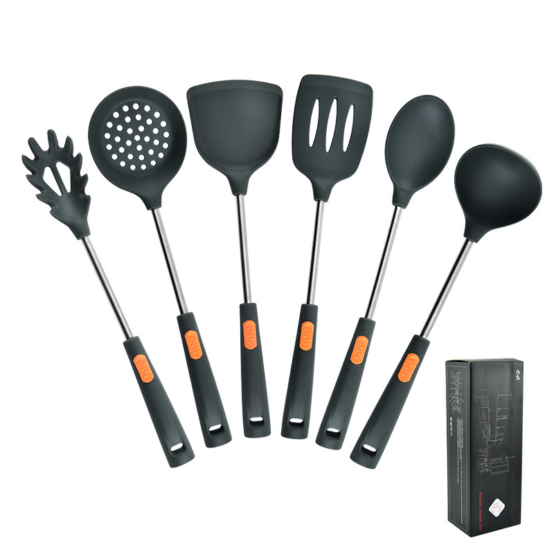 Silicone Kitchenware Stainless Steel Tubelet Handle 6-Piece Set Household Kitchen Spatula Silicone Kitchenware Set