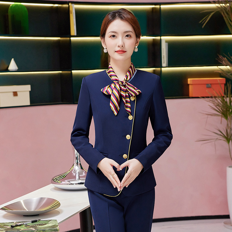 空姐长袖工作制服职业套装女餐饮服务员酒店ktv前台美容足浴技师