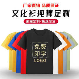 t恤定制圆领纯棉印字logo工作服团体班服广告文化衫男士男女短袖