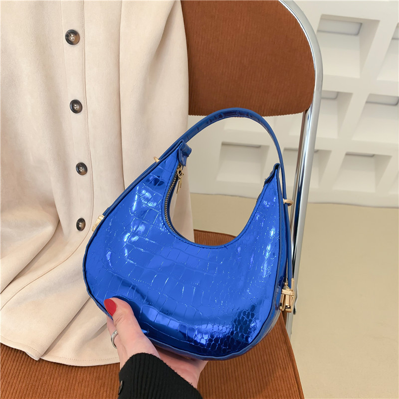 Fresh Fashion Net Red Bright Surface Handbag 2023 Autumn and Winter New Simple Pure Color Trendy Shoulder Underarm Bag