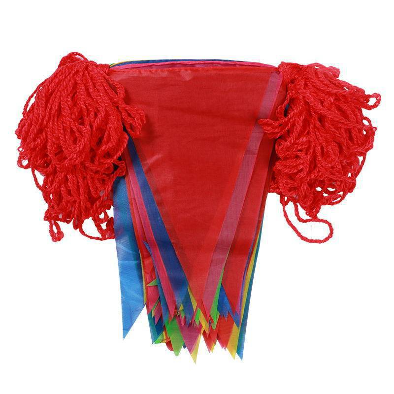 小彩旗户外加粗绳红白旗串旗小旗三角串旗彩旗施工警戒旗安全旗警