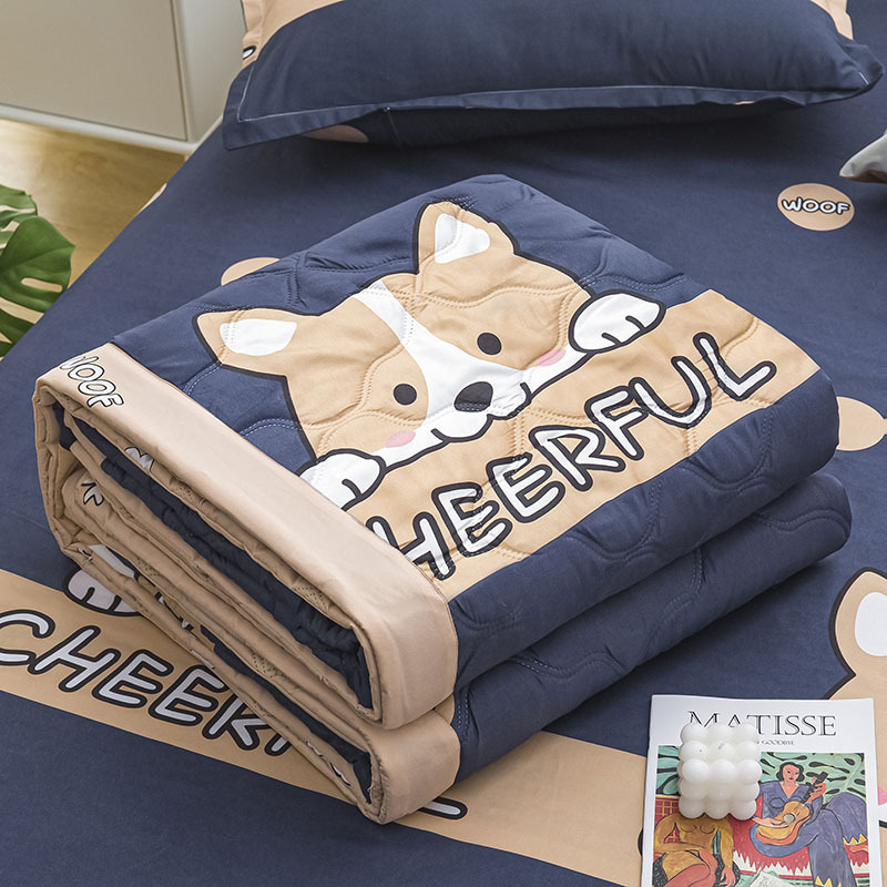 Factory Wholesale Skin-Friendly Brushed Summer Blanket Student Dormitory Washed Cotton Single Summer Quilt Airable Cover Summer Thin Duvet