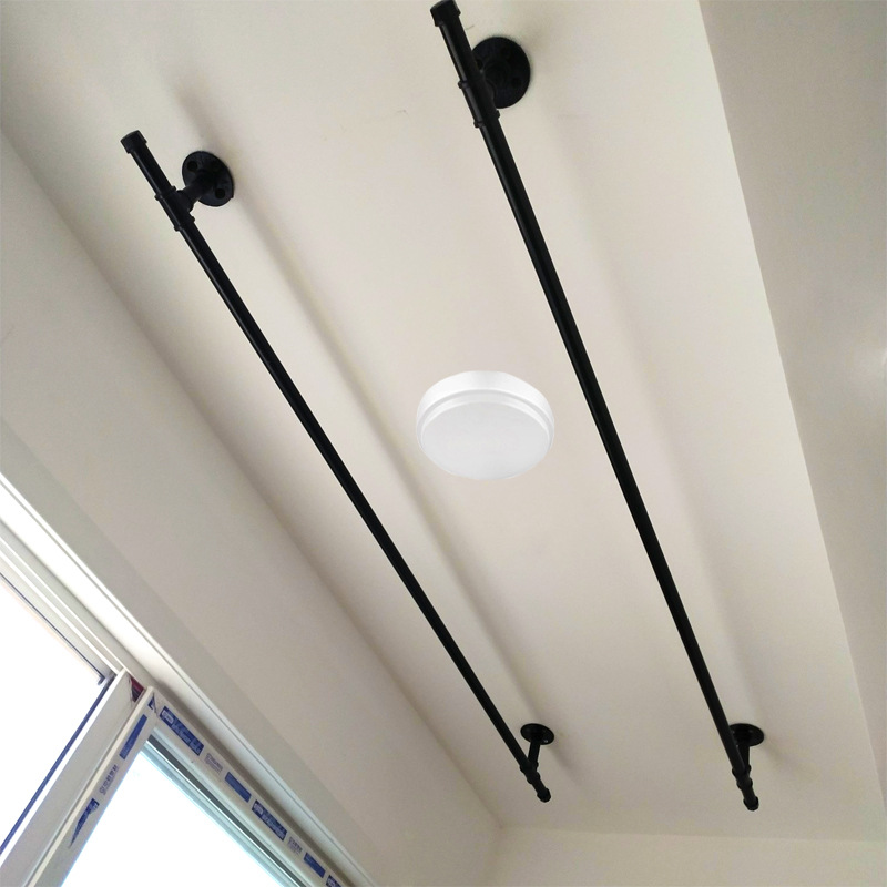 批发阳台晾衣杆固定式晒衣架挂墙衣架杆室内侧墙打孔单杆顶装凉晾