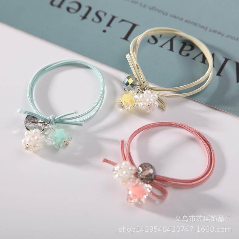 韩国混搭发圈少女手工打结头花甜美气质扎头皮筋发饰马尾加粗头绳