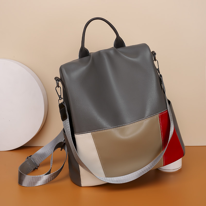 箱包批发2021新款软皮双肩包真水洗皮潮流女背包学院风书包大容量