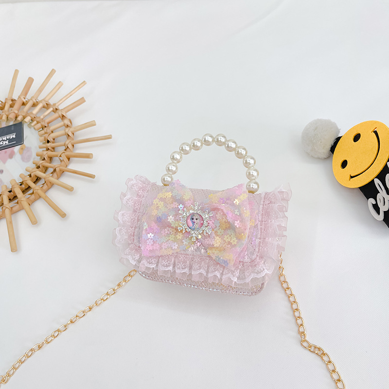 This Year's Popular Small Bag Girls' Accessories Bag Fashionable Pearl Handbag Korean Style Children's Shoulder Messenger Bag Wholesale