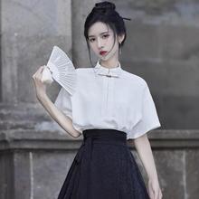 配马面裙的衬衫中国风汉元素改良汉服上衣夏季短袖新中式女装衬衣