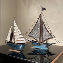 北欧复古帆船摆件轻奢办公室桌面装饰品客厅电视柜酒柜书房小摆设