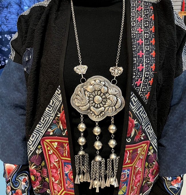 苗族银饰苗银项链老绣吊坠服装配饰少数民族配饰网红拍照