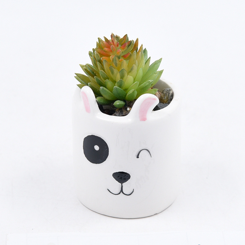 彩绘小象陶瓷多肉花盆 卡通大象动物造型盆栽 陶瓷动物多肉花盆