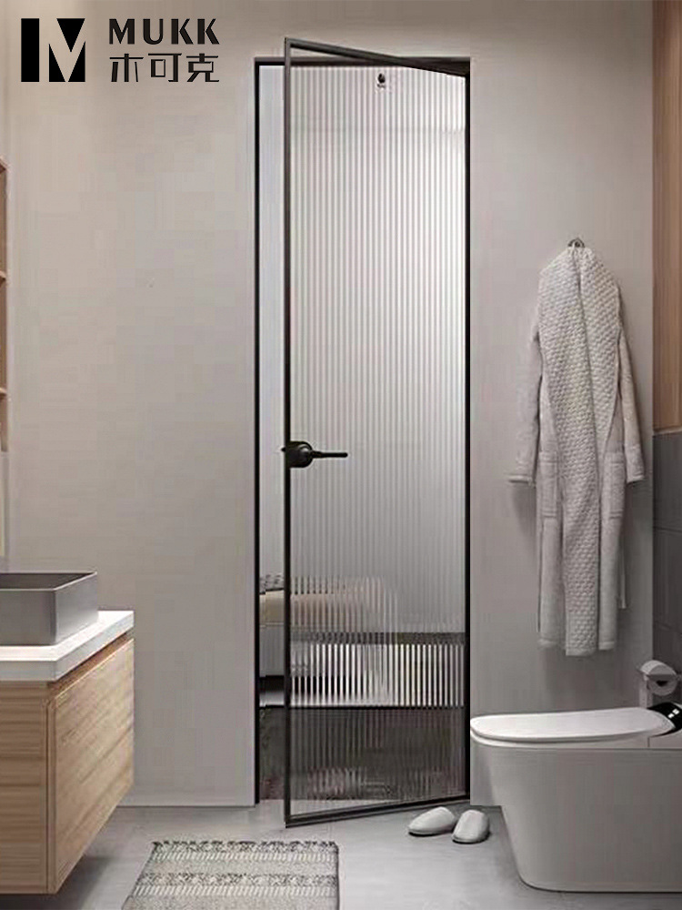 成都极窄卫生间拉丝玻璃透明钛铝合金隐形厕所门厨房浴室门隐形门