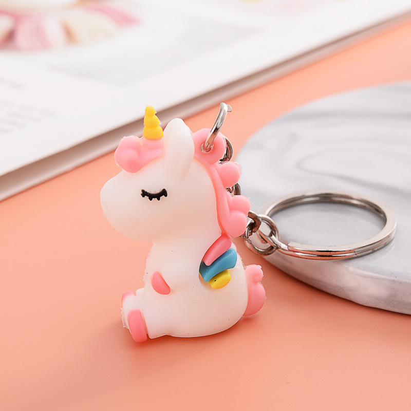 Cartoon Mini 4cm Colorful Unicorn Keychain