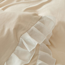V3FP2023新款A类云锦棉单品床盖纯色蕾丝花边床盖床笠床单单件枕