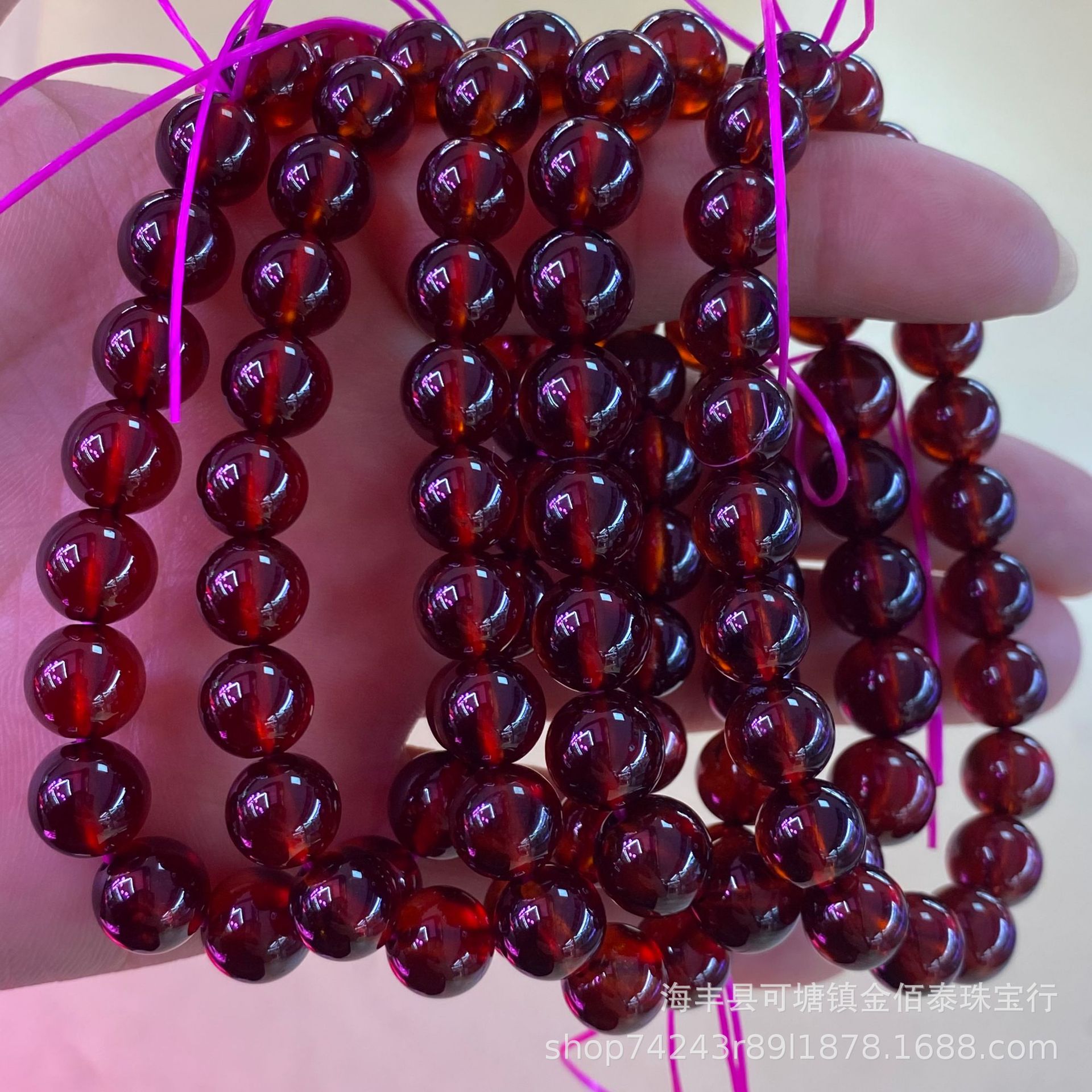 天然橙石榴石大颗粒手链单圈10mm 晶体通透干净罕有货工厂批发