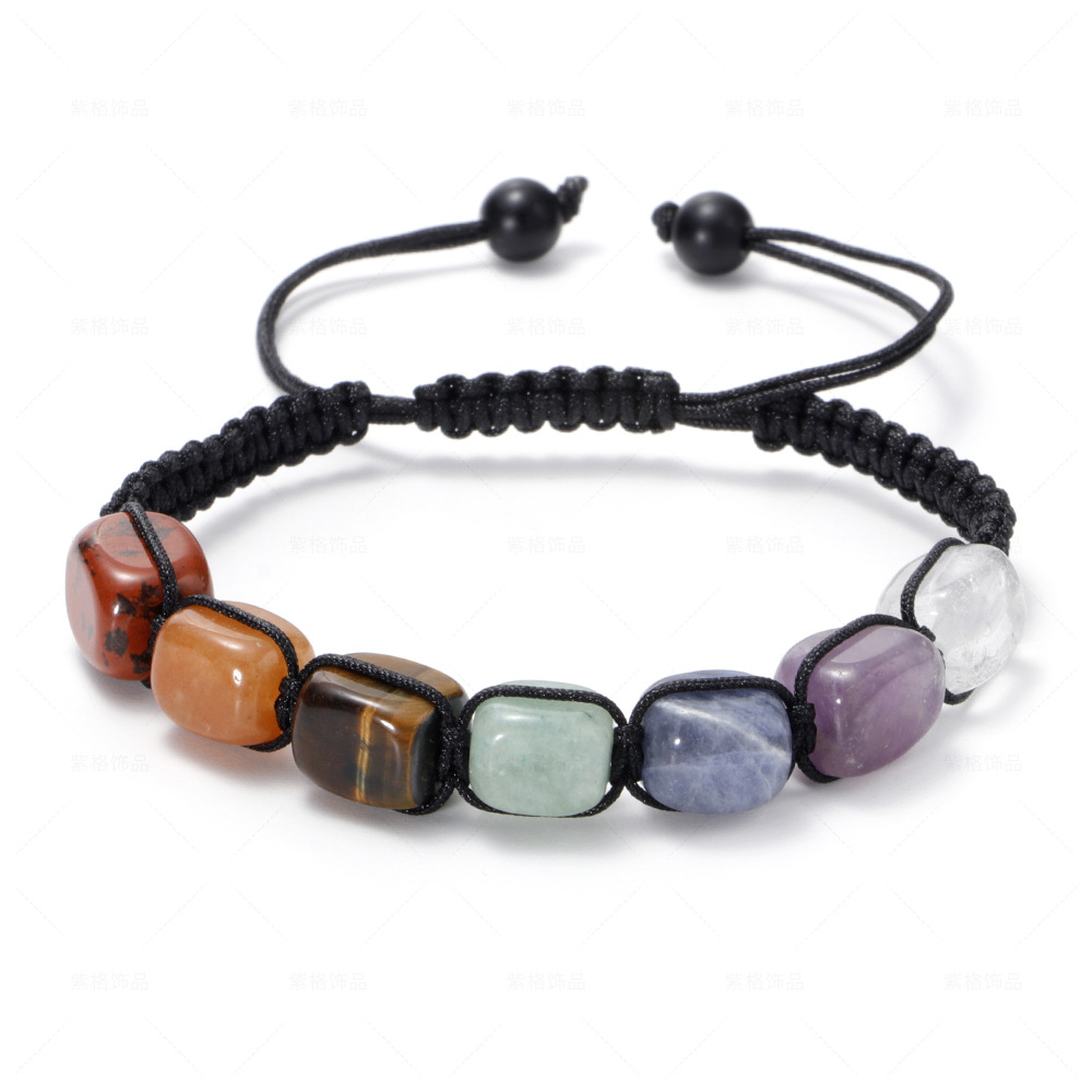 Cross-Border European and American Fashion Natural Tigereye Old Topaz Agate Color Beaded Bracelet Men's and Women's Woven Crystal Bracelet