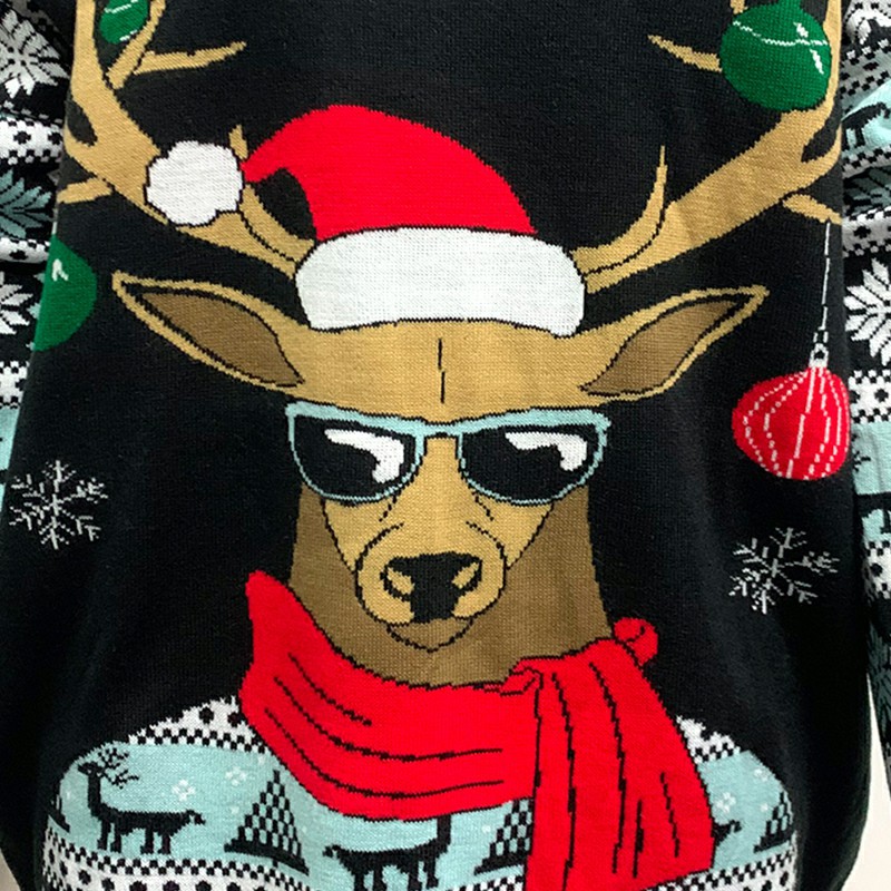 Foreign Trade European and American Christmas Sweater Snowflake Deer Jacquard Christmas Sweater Foreign Trade Christmas Sweaters Sweater Customization