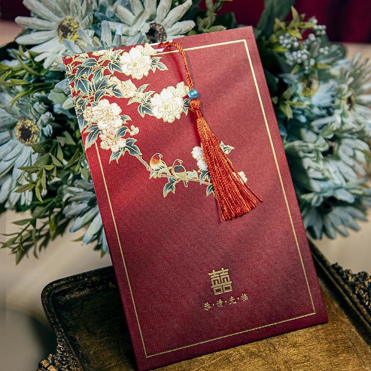 结婚请帖婚礼喜帖中国风国潮请柬大气中式邀请函打印打印-阿里巴巴