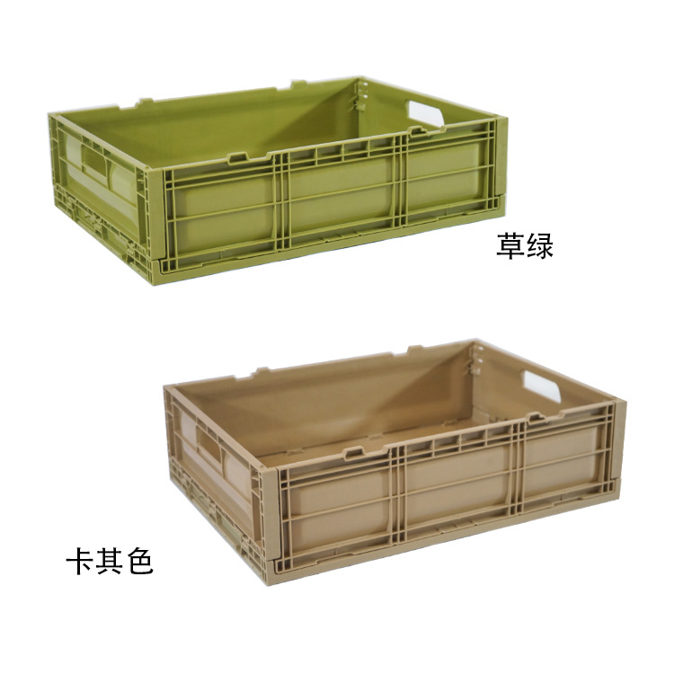 Factory Plastic Thickened with Lid Fruit Package Logistics Transportation Turnover Basket Supermarket Food Storage Folding Collection