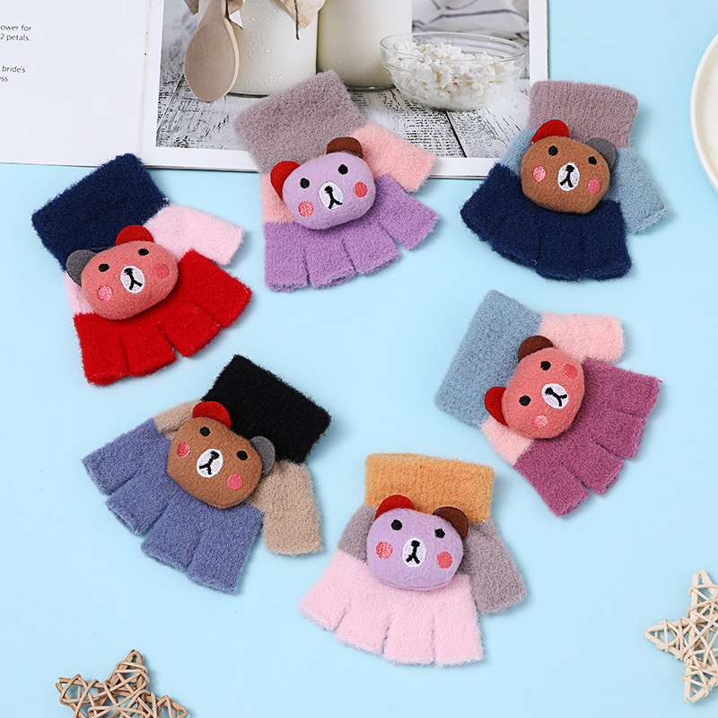 冬天婴儿手套秋冬季幼儿童0-3岁1-2男孩女童小孩宝宝卡通五指保暖