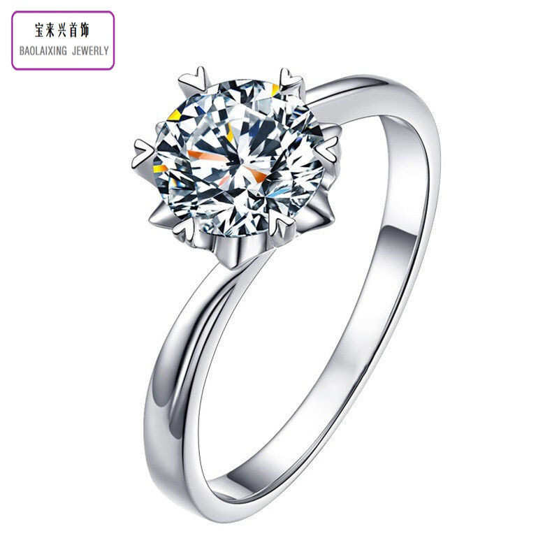 快手直播新款热销雪花纽壁款莫桑石钻戒六爪一克拉活口戒指拼多多