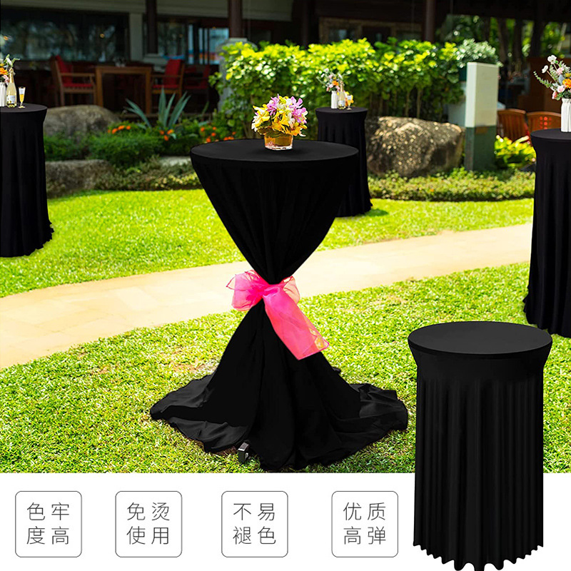 Cross-Border Stretch Tablecloth Cocktail Table Cover Banquet High Leg round Bar Counter Set Elastic Table Cover Wholesale