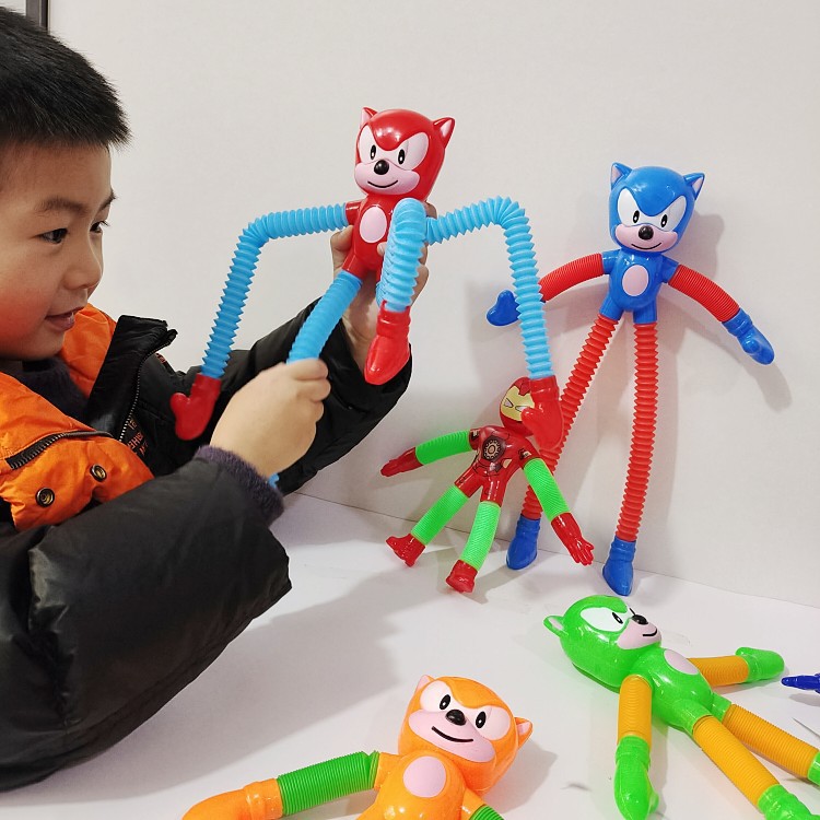 factory direct sales sonic stretch tube bobi lala tube children‘s puzzle luminous decompression toy foreign trade export