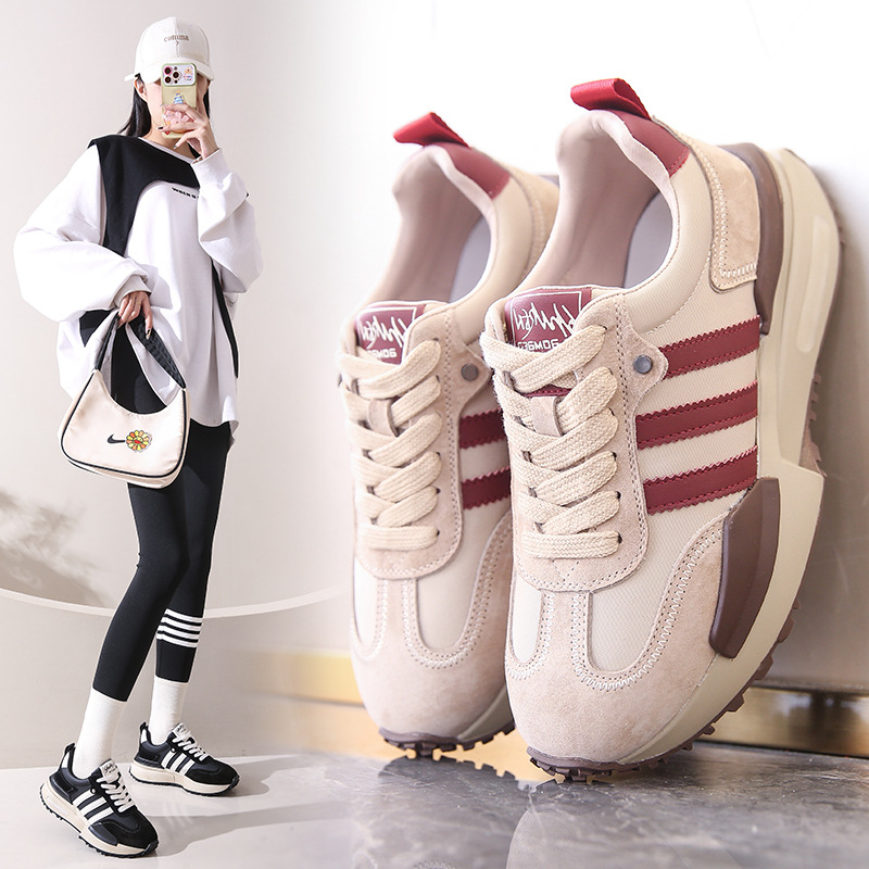 小蛮腰阿甘鞋女2024春秋新款加绒百搭老爹鞋厚底休闲运动鞋德训鞋