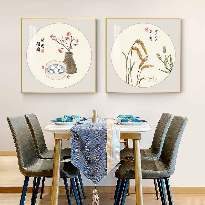 新中式餐厅装饰画现代简约饭厅挂画中国风餐桌墙画背景墙装饰壁画