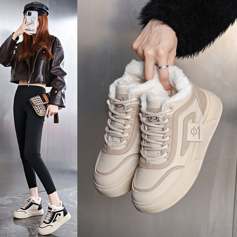 2024 cotton-padded shoes women‘s winter new korean style ins female student leisure sports all-matching fleece-lined board shoes cy8828