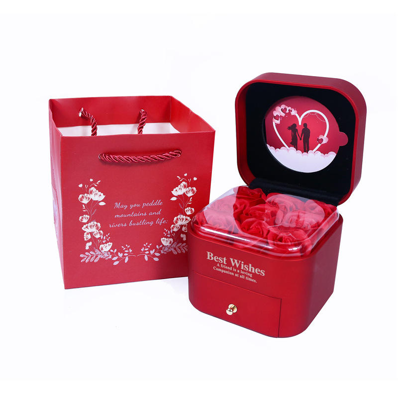 New Rose Gift Box Valentine's Day Jewelry Box Ring Box Lipstick Case Pendant Box Rose Jewelry Box in Stock