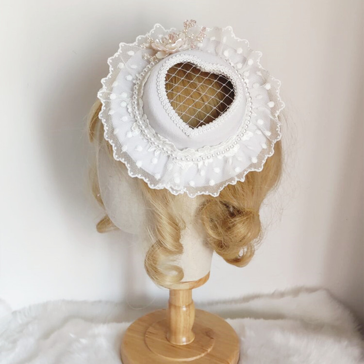 洛可可风心形扁帽花朵小礼帽洛丽塔少女头饰汉洋折衷头饰甜美发饰