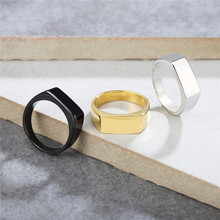 R0965时尚欧美简约ins网红冷淡风光面钛钢戒指 指环