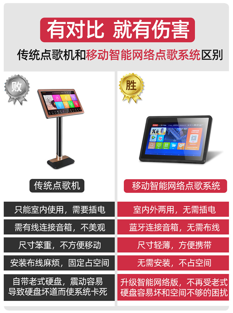 万利达9090b点歌机户外卡拉ok一体机专业家庭ktv充电式高清触摸屏