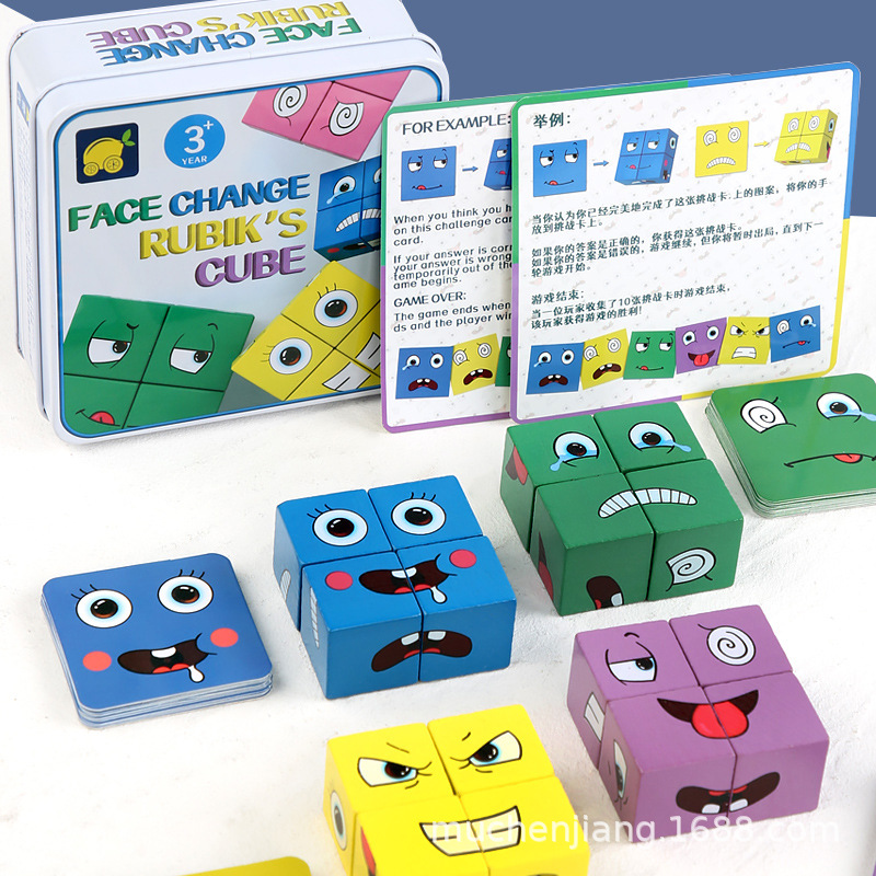 Cross-Border Face-Changing Cube Building Blocks Facial Expression Puzzle Logical Thinking Training Large Particles Best-Seller on Douyin Educational Toys