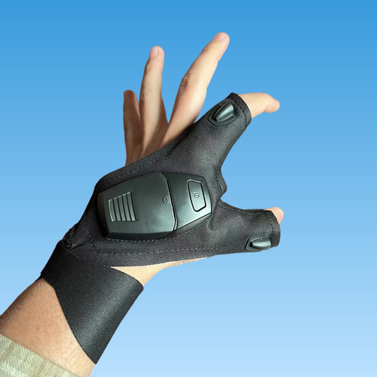 新款跨境led带灯手指发光夜钓手套户外照明修理渔护装干电池手套