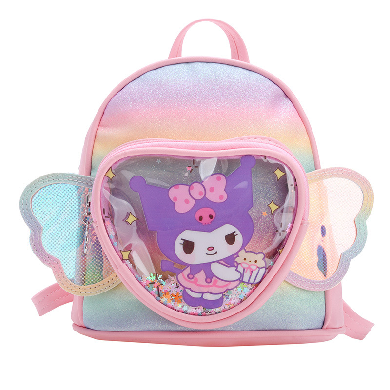 Internet Celebrity Kindergarten Little Girl Schoolbag Children Color Change Sequins Backpack Cartoon Cute Clow Wings Schoolbag