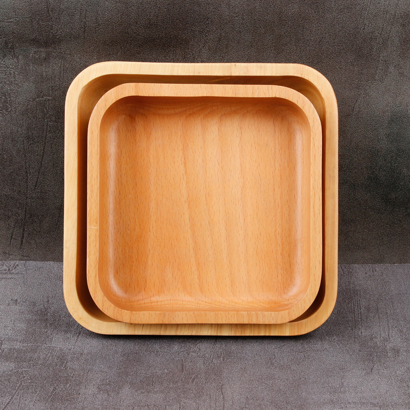 创意榉木干果盘子日式五格零食分格糖果盘客厅瓜果盒可加印logo