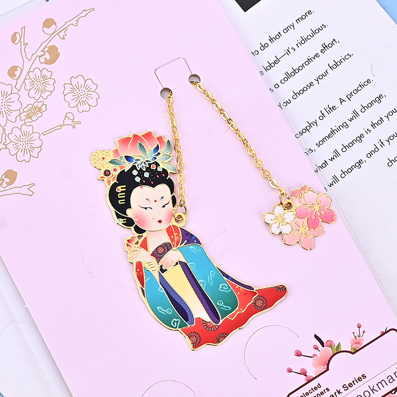 Antique Beauty Bookmark Cultural Creative Hollow Metal Bookmark Student Gift Chinese Style Tassel Bookmark Spot Wholesale