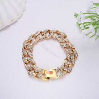 d音killwinner多色双排镶钻古巴链回到未来手链金银hiphop情侣链