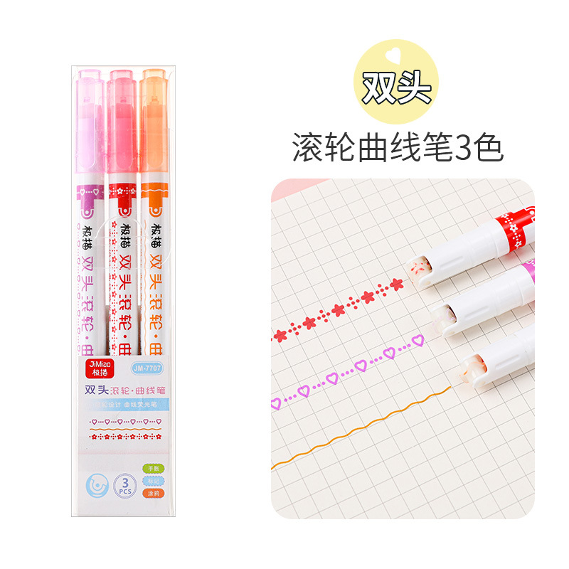 Tiktok Same Style Double-Headed Pattern Outline Pen Roller Pen Head Hand Account Pen Pattern Lace Marking Pen Quick-Drying Curve Pen