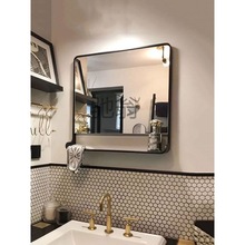 96n北欧带置物架浴室镜卫浴洗手间镜梳妆台化妆镜玄关装饰镜 M547