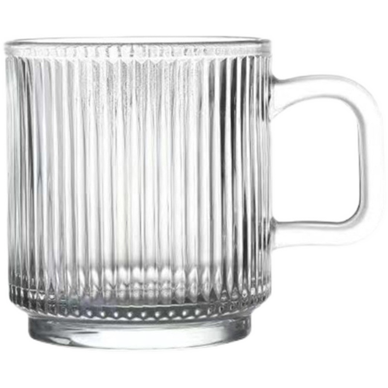 glass cup Japanese-Style Glass with Handle Cup with Spoon Lid Ins Style Good-looking Mug Household Milk Coffee Cup