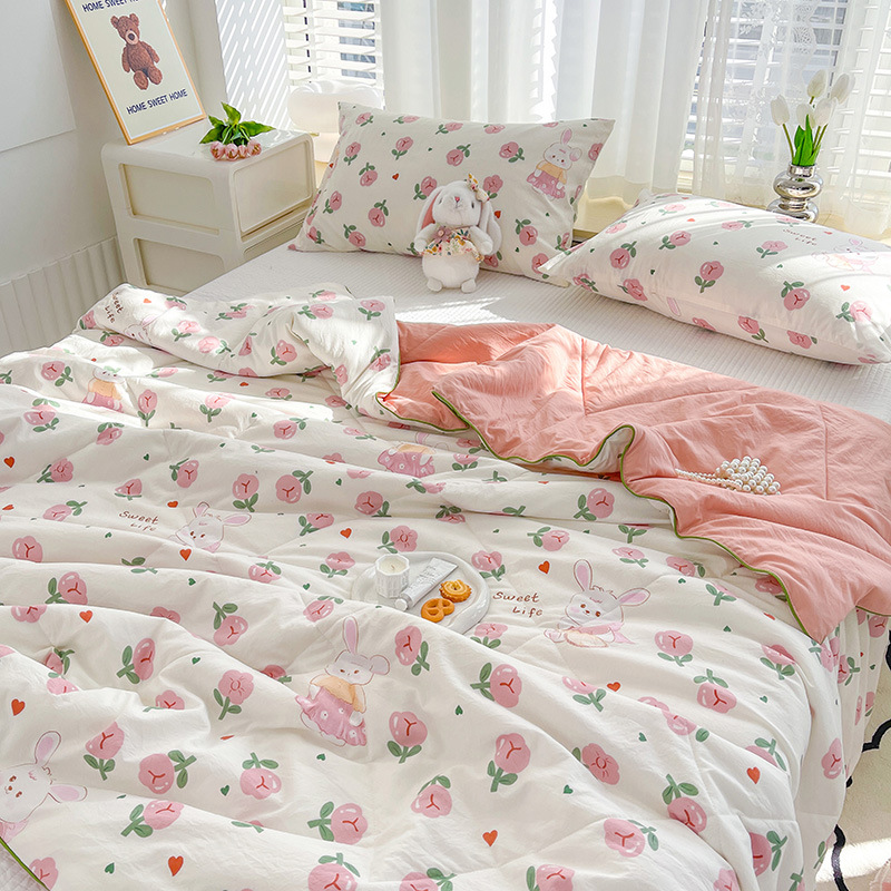 Best-Seller on Douyin Double-Layer Yarn Soybean Fiber Summer Quilt Summer Blanket Summer Thin Duvet Airable Cover Single Quit Gift Quilt