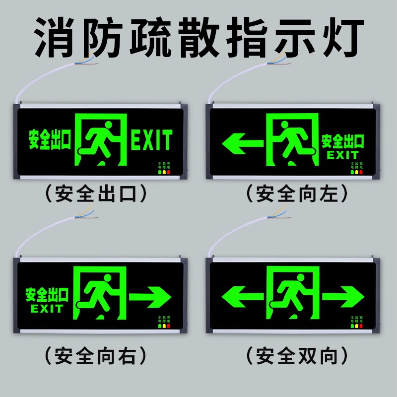安全出口指示牌紧急楼层通道应急灯消防疏散led标志灯商用悬挂式