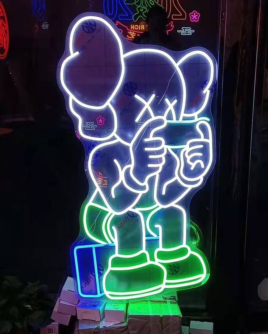 工厂批发kaws公仔霓虹灯发光字网红酒吧造型装饰广告招牌门头字母