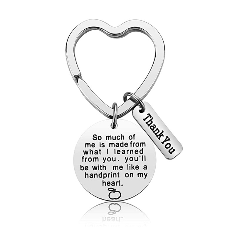 教师节礼品 it takes a big heart 英文励志语不锈钢钥匙圈钥匙扣