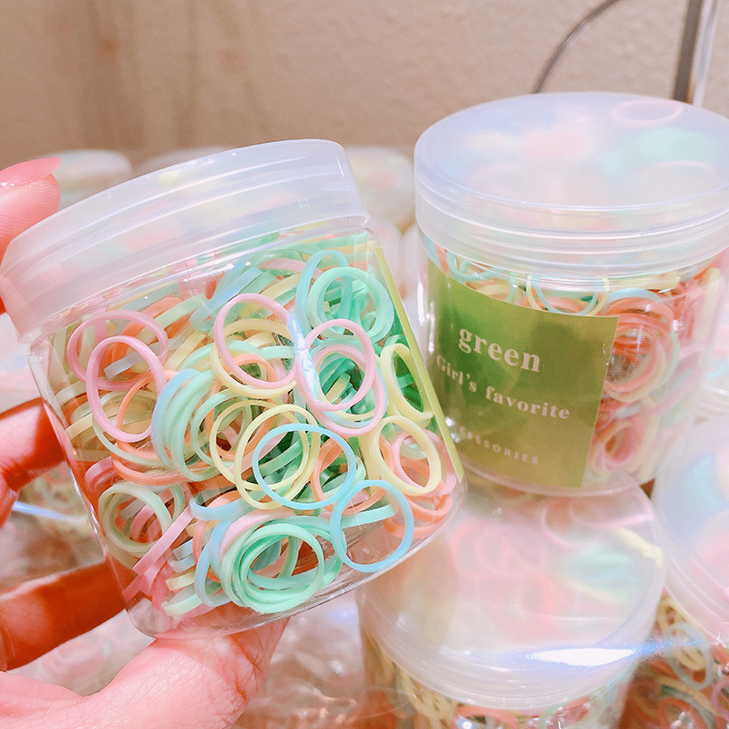 a Full Can! Minimalist Candy Color Children's Disposable Elastic Tied-up Hair Small Rubber Band Hair Ring Hair Accessories