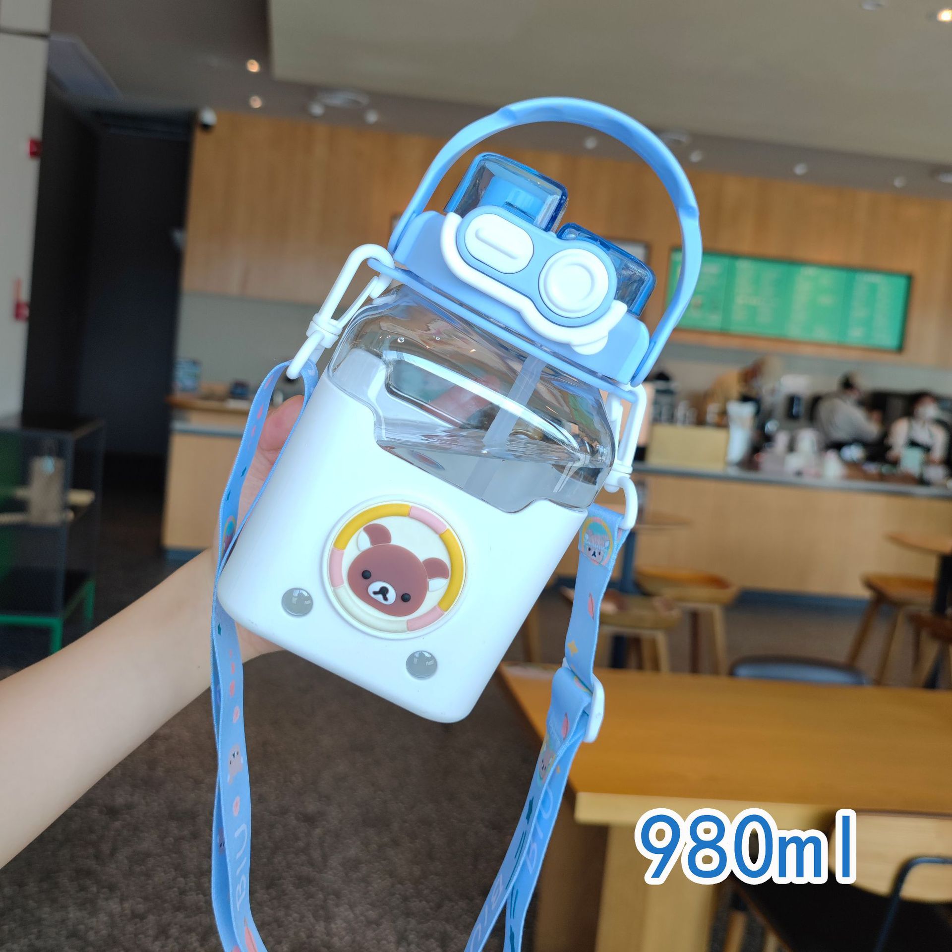 Children's New Square Straw Cup Portable Lanyard Strap Good-looking Student Kettle Large Capacity Wholesale