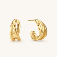 时尚耳环女小众设计高级感轻奢素耳钉镀18k金色925银耳针耳饰品